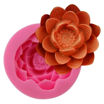 DIY Büyük Lotus Çiçek Kek Kalıpları Silikon Mum Kalıp Fondan Kek Sabun Şeker Çikolata Dekorasyon Pişirme Aracı FQ3403
