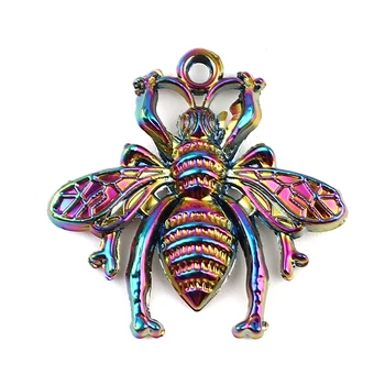 DoreenBeads 5 Adet Ağustosböceği Renkli Charms Kolye Çinko Bazlı Alaşım Böcek Takılar El Yapımı Takı Kolye 28mm x 27mm