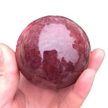Doğal Çilek kristal kuvars kaya taş küre topu kırmızı kuvars kristal top hediyeler için