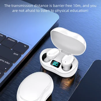 E8S TWS Bluetooth Kulaklık Kablosuz kulaklık LED Ekran Kulaklık Gürültü İptal HiFi Ses Spor Kulaklıklar iPhone Xiaomi için
