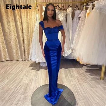 Eightale Akşam Elbise Düğün Parti için Seksi Mermaid Sweetheart Seksi Basit Kraliyet Mavi Resmi Arapça Ünlü Balo Abiye