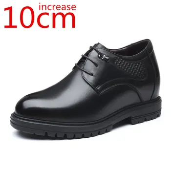 Ekstra Yüksek erkek ayakkabıları İnek Derisi Görünmez İç Yükseklik artırıcı Ayakkabı İş Artan 10cm Düğün erkek Resmi deri ayakkabı