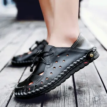 El yapımı Deri Ayakkabı siyah renk günlük erkek ayakkabısı Yumuşak Adam Flats Moccasin Nefes erkek yaz