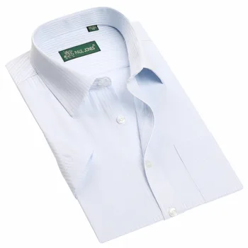 Erkek Kısa Kollu Çizgili Elbise Gömlek Slim-fit Olmayan Demir Iş Turn-aşağı Yaka Gömlek Resmi Iş Sosyal Gömlek