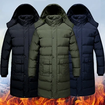 Erkekler 22SS Kış Yeni Artı Uzun Sıcak Kalın Hood Parkas Ceket Ceket Adam Dış Giyim Sıcak Klasik Rüzgar Geçirmez Parka Erkek Askeri Palto