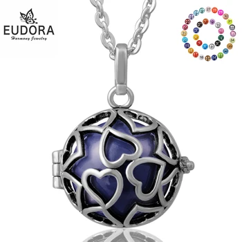 Eudora Harmony Tatlı Kalp Yüzen Madalyon Kafes Melek Arayan Renkli Zil Çan topu Kolye Gebelik Kadınlar Takı