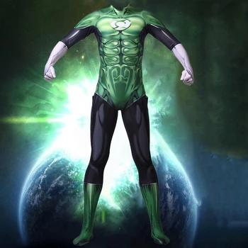 Film Yeşil Cosplay Kostüm Lycra Spandex Cadılar Bayramı Özel Zentai Yüzme / SPOR Bodysuit Tulumlar Yetişkin/Çocuklar için