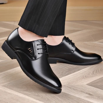 Hakiki Deri Resmi erkek ayakkabıları İş Bahar Yeni İç Yüksekliği Artan erkek ayakkabıları Kore Siyah Deri İş rahat ayakkabılar