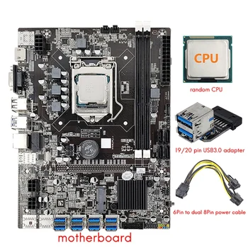 HOT-B75 8 GPU ETH Madencilik Anakart + CPU + Güç Hattı + USB3.0 Adaptörü 8X USB3.0 PCIE Yuvası LGA1155 DDR3 RAM SATA3. 0 BTC Madenci