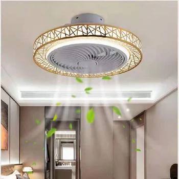 Iskandinav postmodern akıllı LED tavan vantilatörü ile lamba uzaktan kumanda yatak odası dekoratif fan görünmez sessiz tavan vantilatörü fan lambası