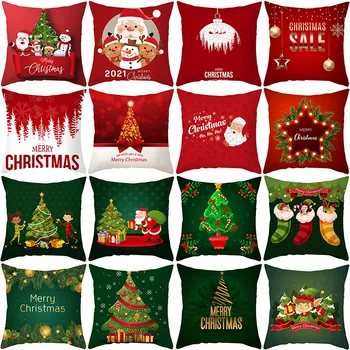 Iskandinav Tarzı Kırmızı Karikatür Noel Baba Serisi noel ev dekorasyonu Polyester Yastık Kılıfı