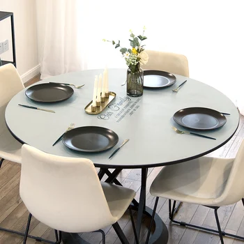 Iskandinav yuvarlak tatsız deri PVC masa örtüsü su geçirmez ısıya dayanıklı yağ geçirmez kahve masa örtüsü mat parti masa dekorasyon
