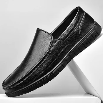 Italyan Erkek Ayakkabı Rahat Markalar Üzerinde Kayma Resmi Lüks ayakkabı erkek mokasen ayakkabıları Moccasins Hakiki Deri Kahverengi sürüş ayakkabısı