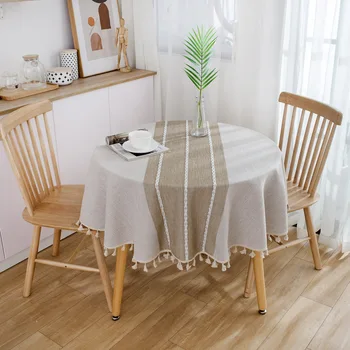 Japon tarzı pamuk ve keten küçük taze masa örtüsü edebi yuvarlak masa sehpa masa örtüsü yuvarlak masa örtüsü