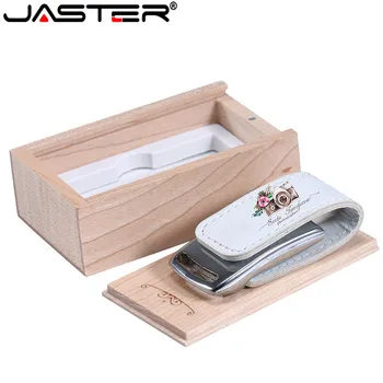JASTER USB 2.0 Özel Şirket Logosu Flash kalem sürücü 64GB 32GB 4GB 8GB 16GB Pendrive Deri Usb + Kutu (1 ADET ücretsiz özel logo)
