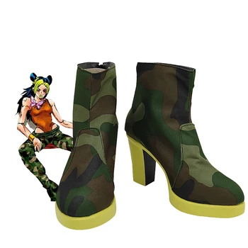 Jojo'nun Tuhaf Macera Trish Una Cosplay Çizmeler Yeşil Yüksek Topuk Ayakkabı Custom Made Unisex ıçin