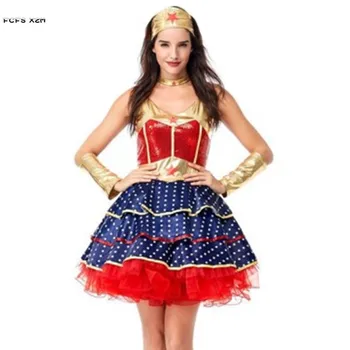 Kadın Harika Kadın Cosplay Kadın Cadılar Bayramı superwoman Kostümleri Karnaval Purim Masquerade Gece Kulübü Bar Parti Rol oynamak elbise