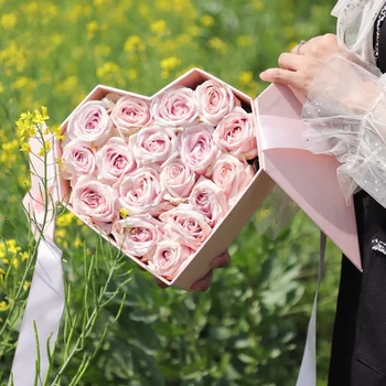 Kalp Şeklinde Çiçek Kutusu sevgililer Günü Hediyesi Sürpriz Kutusu Hediye Kız Arkadaşı için Aşk Zarif Hediye Düğün ve Nişan
