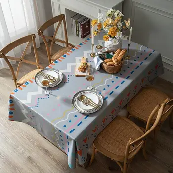 Kalınlaşmış Masa Örtüsü Polyester Pamuk Taklit Pamuk Keten Modern Basit Baskı Masa Örtüsü Dikdörtgen çay masası Örtüsü