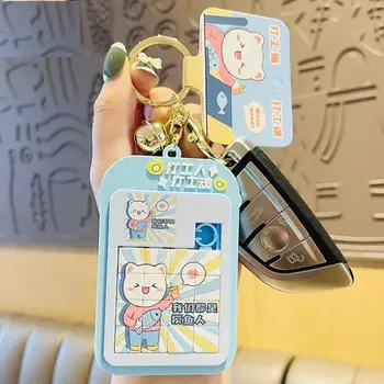Kawaii Kedi Kitty Karikatür Kredi Kartı Anahtarlık Anahtarlık Kaktüs Öğrenci Kartı Kapak Çanta Banka Otobüs KİMLİK Anahtar Kutu Mini Kart D975