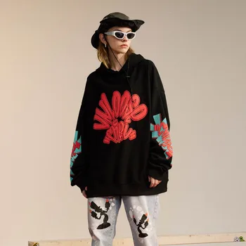 Kawaii Komik Sloganı Puf Baskılı Hoodies Kadınlar için Boy Bağlantı Omuz Kollu Tişörtü Kadın Harajuku Vintage Erkek Giyim