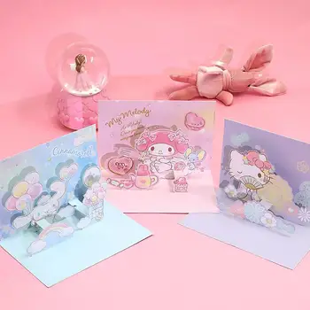 Kawaii Sevimli Sanrio Hello Kitty Mymelody Cinnamoroll Tebrik Kartı Hatıra Kartı Üç Boyutlu noel hediyesi Kız İçin