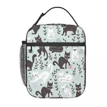 Kediler Doodle Yalıtımlı Termal Soğutucu öğle yemeği çantası İş Piknik Çantası Araba Bolsa Buzdolabı Taşınabilir Çanta