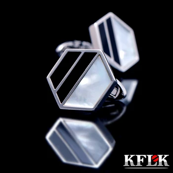 KFLK 2020 gömlek mens için kol düğmeleri Hediyeler Marka Siyah manşet düğmeleri kol düğmeleri Kabuk Yüksek Kalite abotoaduras üst sınıf Takı