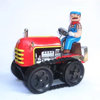 [Komik] Yetişkin Koleksiyonu Retro kurmalı oyuncak Metal Teneke Çiftçi Tarım makineleri traktör Mekanik Saat oyuncak figürler