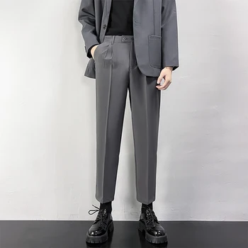 Kore Moda Pantolon Erkekler için 2022 İlkbahar Sonbahar Yeni Pantolon İş Rahat Örtü Fit Pantolon Erkek Marka Giyim