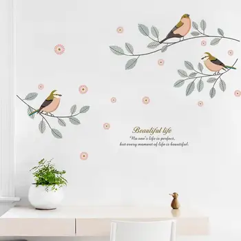 Kuş şube Sanat Duvar Sticker Oturma odası yatak odası ev dekor dolap Duvar Çıkartmaları Kendinden yapışkanlı duvar kağıdı çıkartmaları dekorasyon
