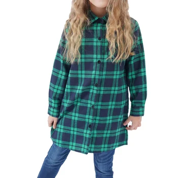Kızlar Ekose Gömlek 2021 Bahar Kız Elbise Genç Okul Kız Gömlek Kızlar için Bluz Çocuk Ekose Bluz 4 - 14T Çocuk Giysileri