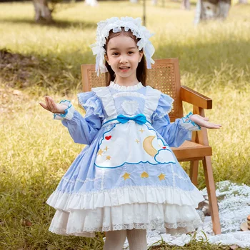 Kızlar İspanya Prenses Elbiseler Sonbahar Çocuk İspanyol Butik Lolita Balo Toddler Dantel Elbise Bebek Doğum Günü parti giysileri
