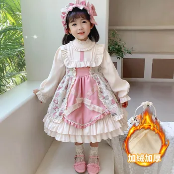 Kış Lolita Kız Sevimli Kadife Çocuk Elbise Kız Bebek düğün elbisesi Kız Balo Saray Prenses Parti Çocuklar Vestidos
