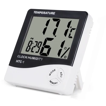 LCD Elektronik Dijital Sıcaklık Nem Ölçer Kapalı Açık Termometre Higrometre Hava İstasyonu Saat