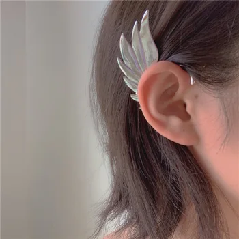 LİMAX Moda Trendi Kişilik Yaratıcı Kadın Çok Yönlü Tasarım Abartmak Metal Kanatları Tek Hiçbir Kulak Deliği Kadın Küpe