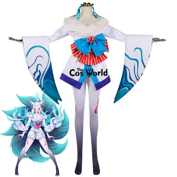 LOL Ruhu Çiçeği Beyaz Ahri Dokuz Kuyruklu Tilki Kıyafetler Oyunları Özelleştirmek Cosplay Kostümleri