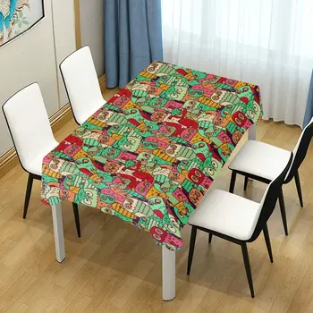 Masa örtüsü Sevimli Karikatür Baykuşlar Kuşlar Renkli Polyester Masa Örtüsü Mutfak Yemek Masa Dekorasyon