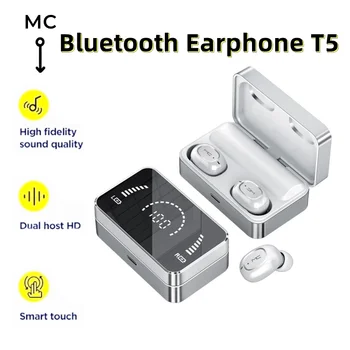 MC T5 Kadın Bluetooth Kulaklıklar Erkekler TWS Kablosuz Kulaklık Ayna Tasarım Spor mikrofonlu tekli kulaklıklar oyun kulaklığı
