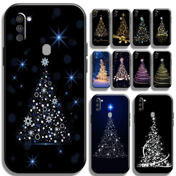 Merry Christmas Ağacı Geyik Samsung Galaxy M11 telefon kılıfı Sıvı Silikon Durumlarda Carcasa Tam Koruma Siyah Darbeye Funda