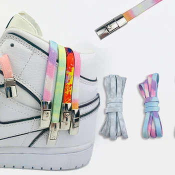 Metal Düğme Hiçbir Kravat Ayakabı Elastik Ayakkabı Bağcıkları Çocuklar Ve Yetişkin İçin Sneakers Hızlı Tembel Metal Kilit Dantel Ayakkabı Dizeleri