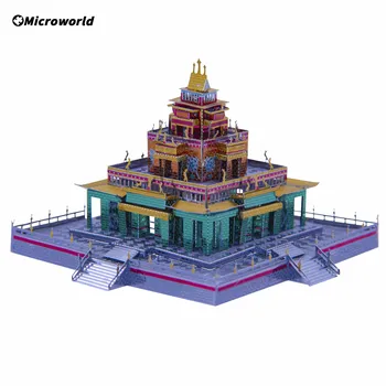 Microworld 3D Metal Nano Bulmaca Tibet Budist Tapınağı Bina Modeli Kitleri Lazer Kesim Yapboz Oyuncaklar Yılbaşı Hediyeleri Yetişkin İçin