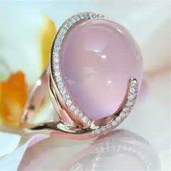 Moda yeni kakma Pembe Opal Yüzük kadınlar için lüks nişan yüzüğü boyutu 6-10