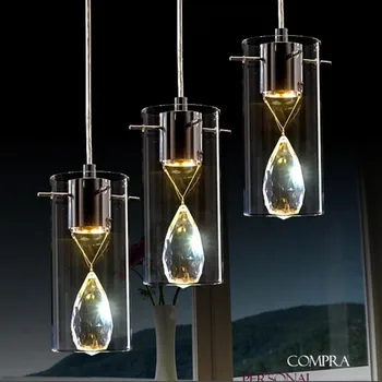 Modern Kristal Led kolye aydınlatma armatürleri Lüks Süspansiyon Cam Tasarım Asılı Lamba Yemek Odası Mutfak Ev Dekor Aydınlatma