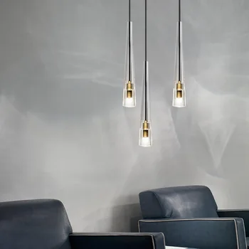 Modern Led avize iç mekan aydınlatması yaratıcı Bakırımsı basit kristal avizeler ayarlanabilir yükseklik restoran ışıkları Luminarias