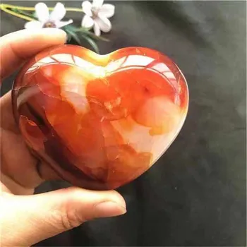 MOKAGY 60mm - 70mm Kırmızı Akik Büyük Aşk Kalpler doğal şifa taşı Kristal El Sanatları Hediyeler için 1 adet