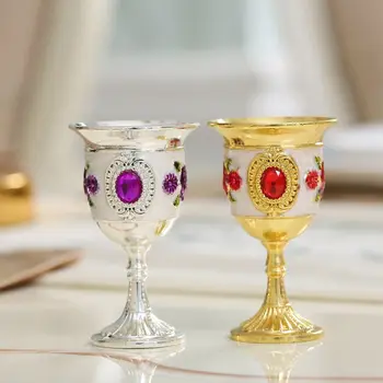 Mücevher Kakma Tarzı Metal Kadeh Takımı şarap bardağı Oyma Beyaz cam likör Sapı Bardak Kadeh Takımı Ev Bar Partisi İçin