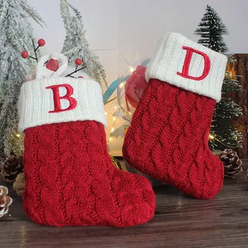 Noel Süsleri Örme Noel Çorap Asılı Klasik Noel Renkli Baskılı Çorap çocuk Yeni Yıl hediye keseleri VC