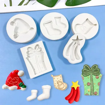 Noel Çorap Noel Şapka Kek Dekorasyon noel hediyesi Çikolata Pişirme Gökkuşağı Meteor Fondan silikon kalıp