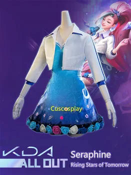 Oyun LOL Seraphine KDA All Out Yarının Yükselen Yıldızları Cosplay Kostüm Lolita Cosplay Parti Kostüm Custom Made